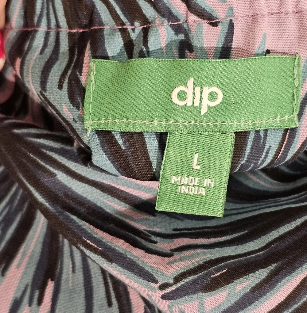 dip Lavender Palm Print Tiered Maxi Dress Cotton L - Picture 9 of 10